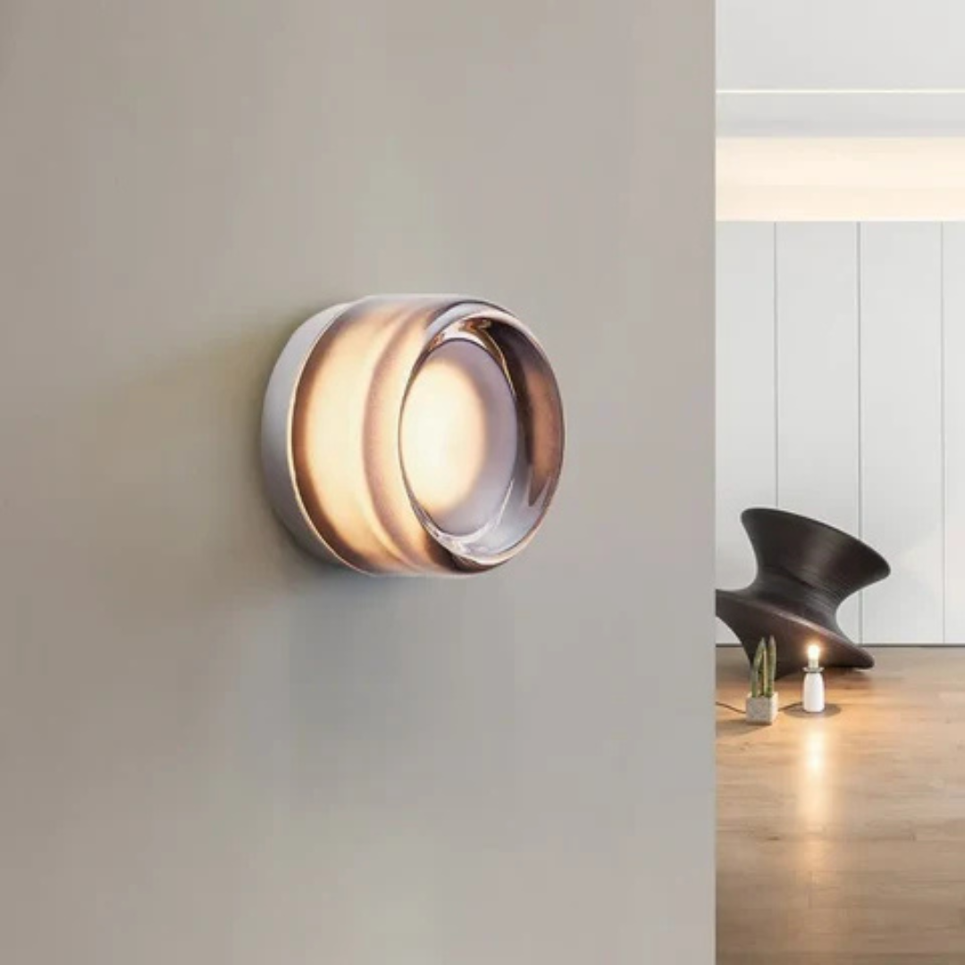 Round Wall Lamp Minimalist with Recessed Glass Diffuser