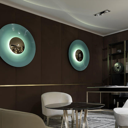 Round Wall Lamp Modern Minimalist with Integrated LED and Convex Mirror Centre