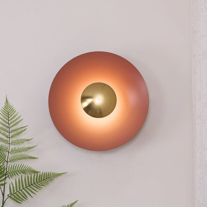 Round Wall Lamp Modern Minimalist with Integrated LED and Convex Mirror Centre