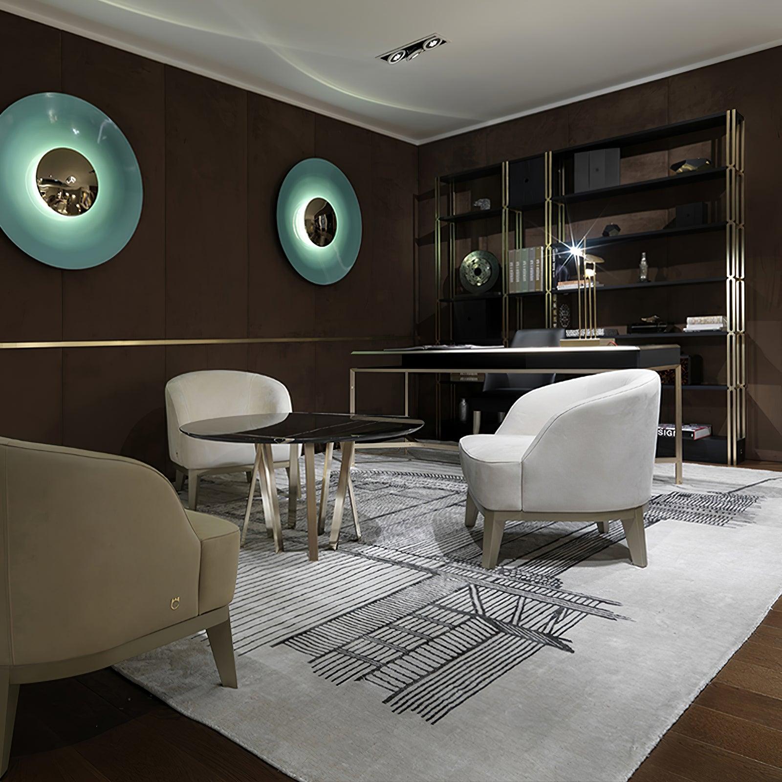 Round Wall Lamp Modern Minimalist with Integrated LED and Convex Mirror Centre