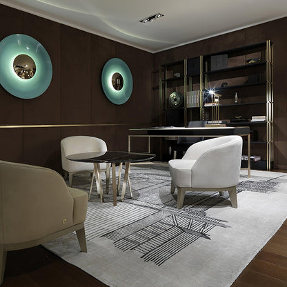 Round Wall Lamp Modern Minimalist with Integrated LED and Convex Mirror Centre