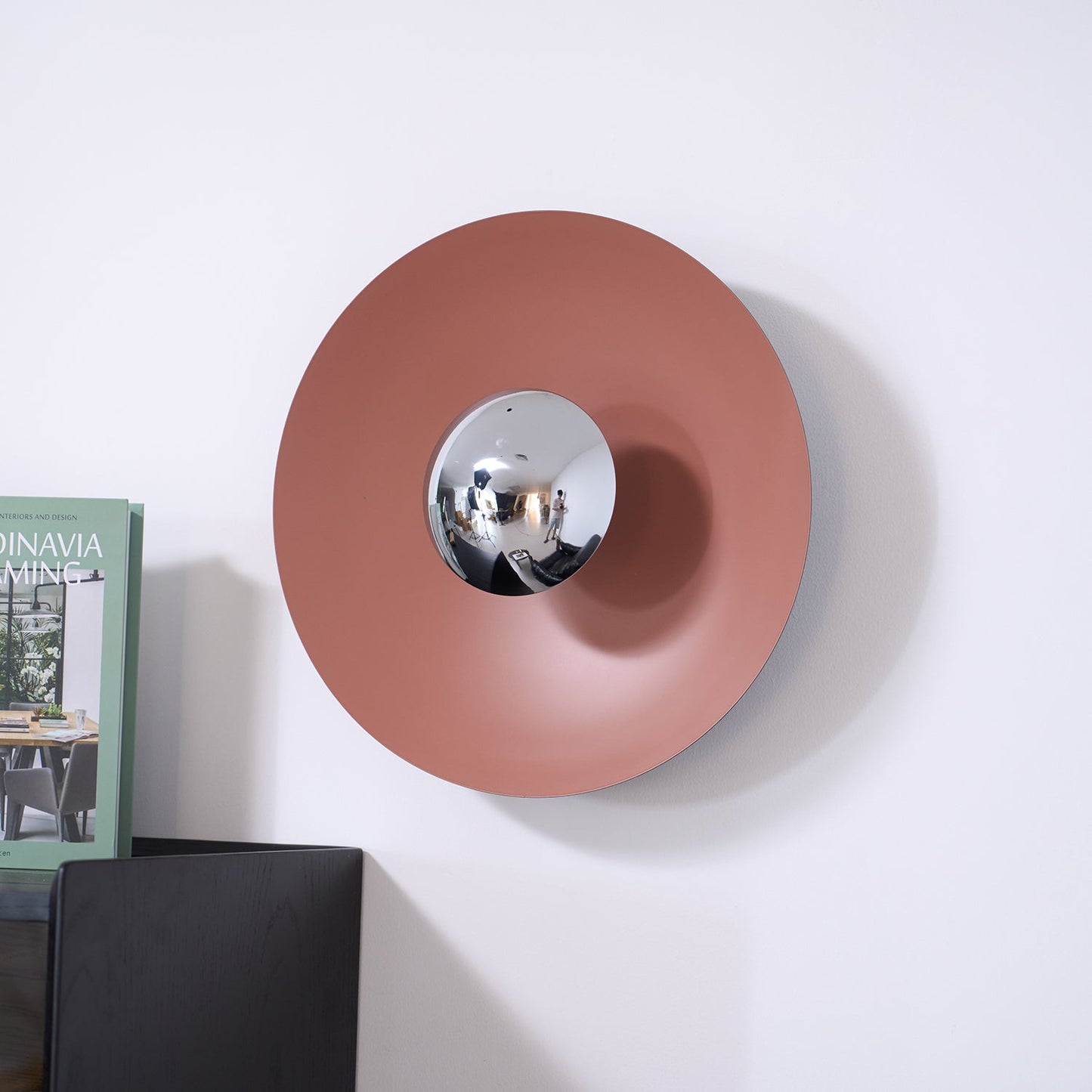 Round Wall Lamp Modern Minimalist with Integrated LED and Convex Mirror Centre