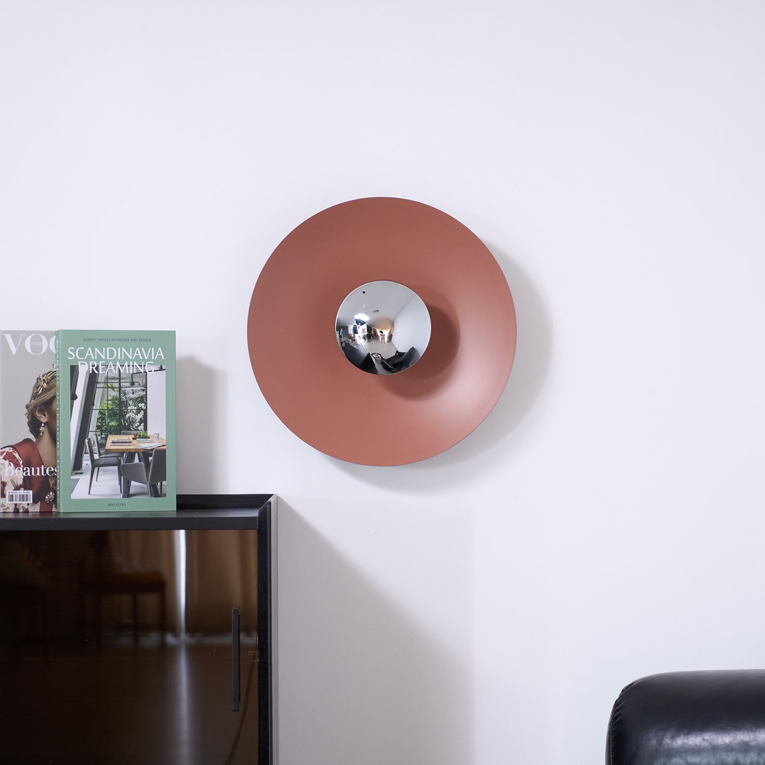 Round Wall Lamp Modern Minimalist with Integrated LED and Convex Mirror Centre