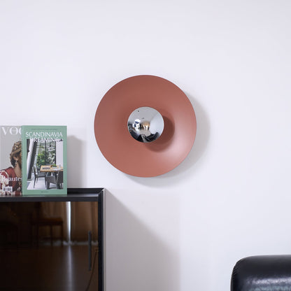 Round Wall Lamp Modern Minimalist with Integrated LED and Convex Mirror Centre