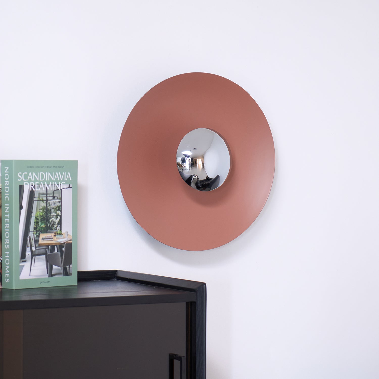 Round Wall Lamp Modern Minimalist with Integrated LED and Convex Mirror Centre