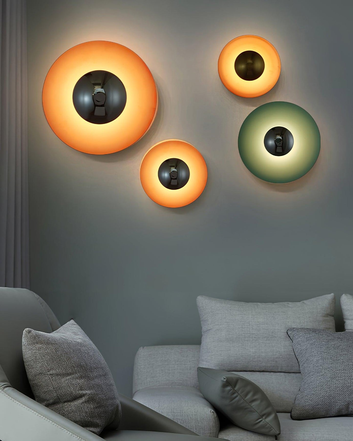 Round Wall Lamp Modern Minimalist with Integrated LED and Convex Mirror Centre
