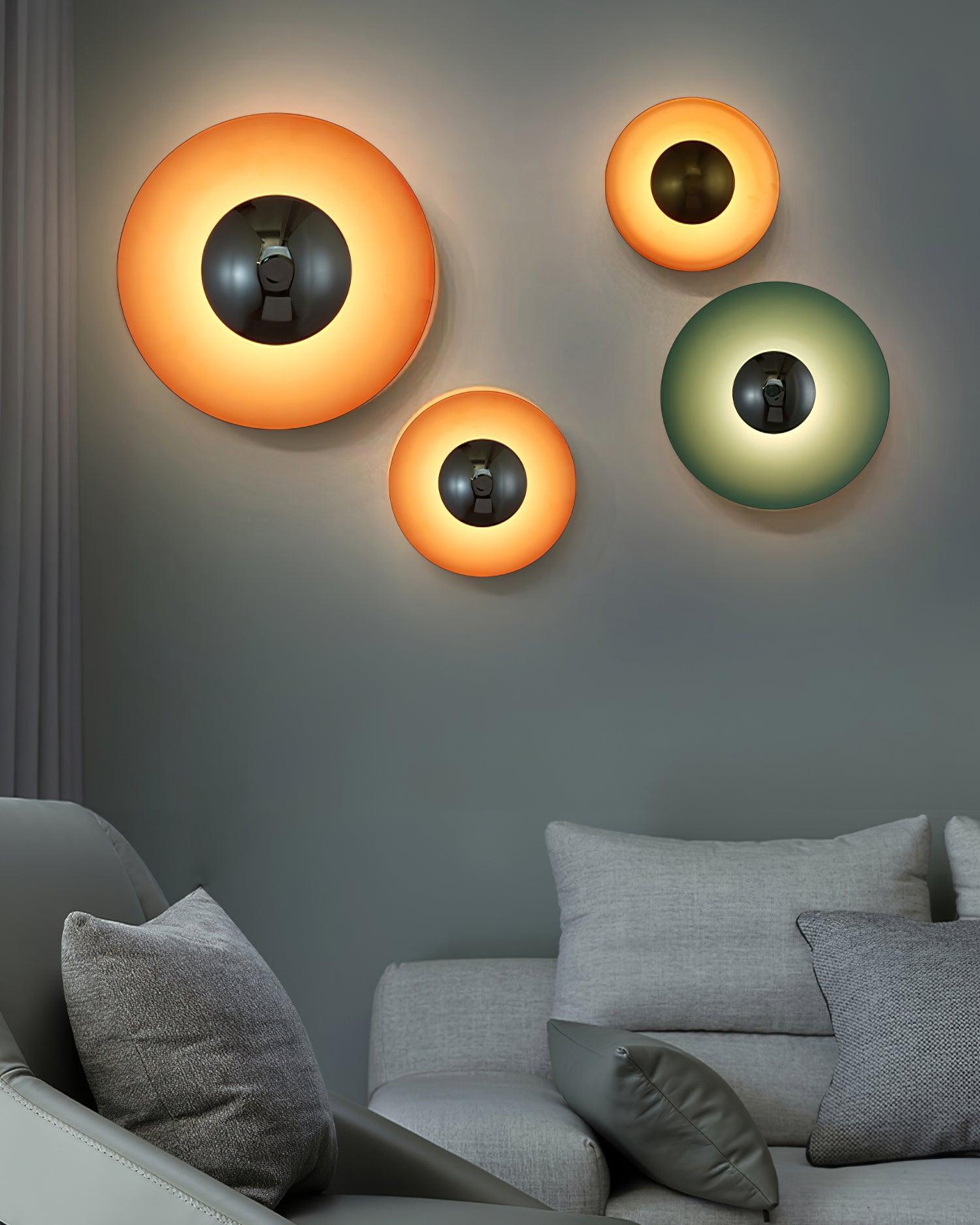 Round Wall Lamp Modern Minimalist with Integrated LED and Convex Mirror Centre
