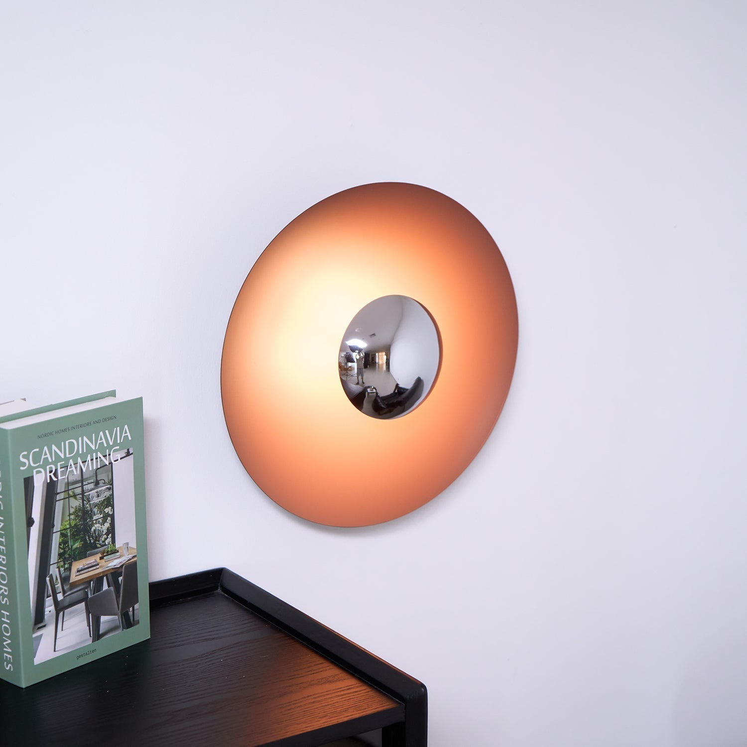 Round Wall Lamp Modern Minimalist with Integrated LED and Convex Mirror Centre