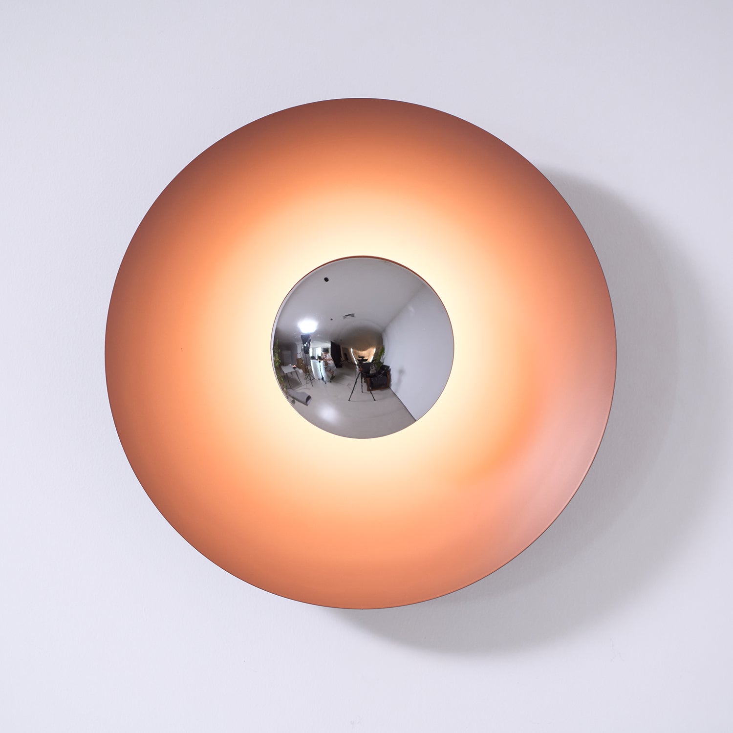 Round Wall Lamp Modern Minimalist with Integrated LED and Convex Mirror Centre