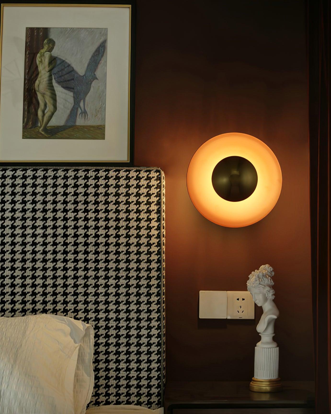 Round Wall Lamp Modern Minimalist with Integrated LED and Convex Mirror Centre