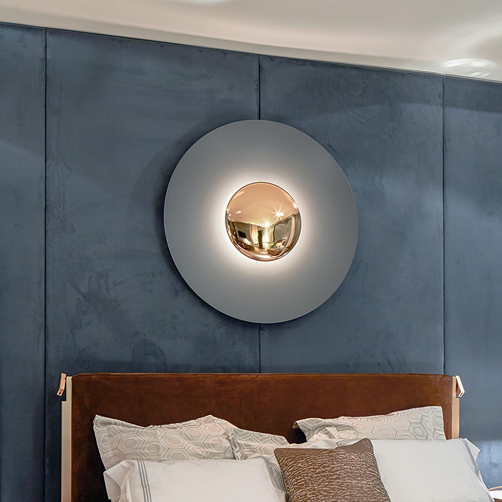 Round Wall Lamp Modern Minimalist with Integrated LED and Convex Mirror Centre