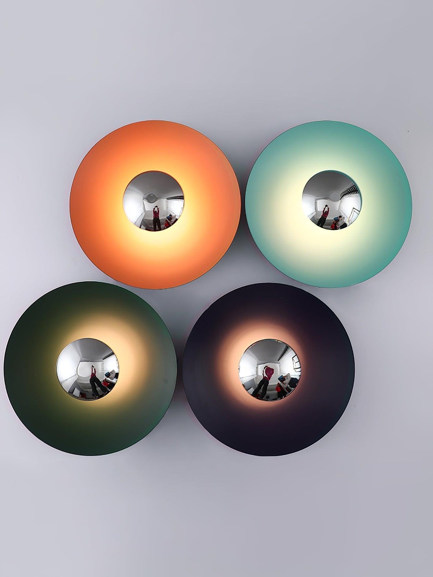 Round Wall Lamp Modern Minimalist with Integrated LED and Convex Mirror Centre