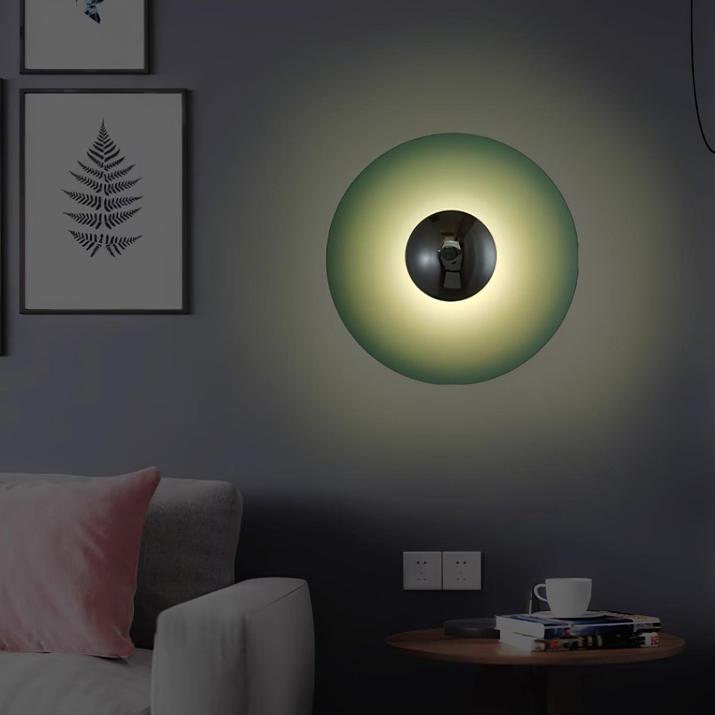 Round Wall Lamp Modern Minimalist with Integrated LED and Convex Mirror Centre