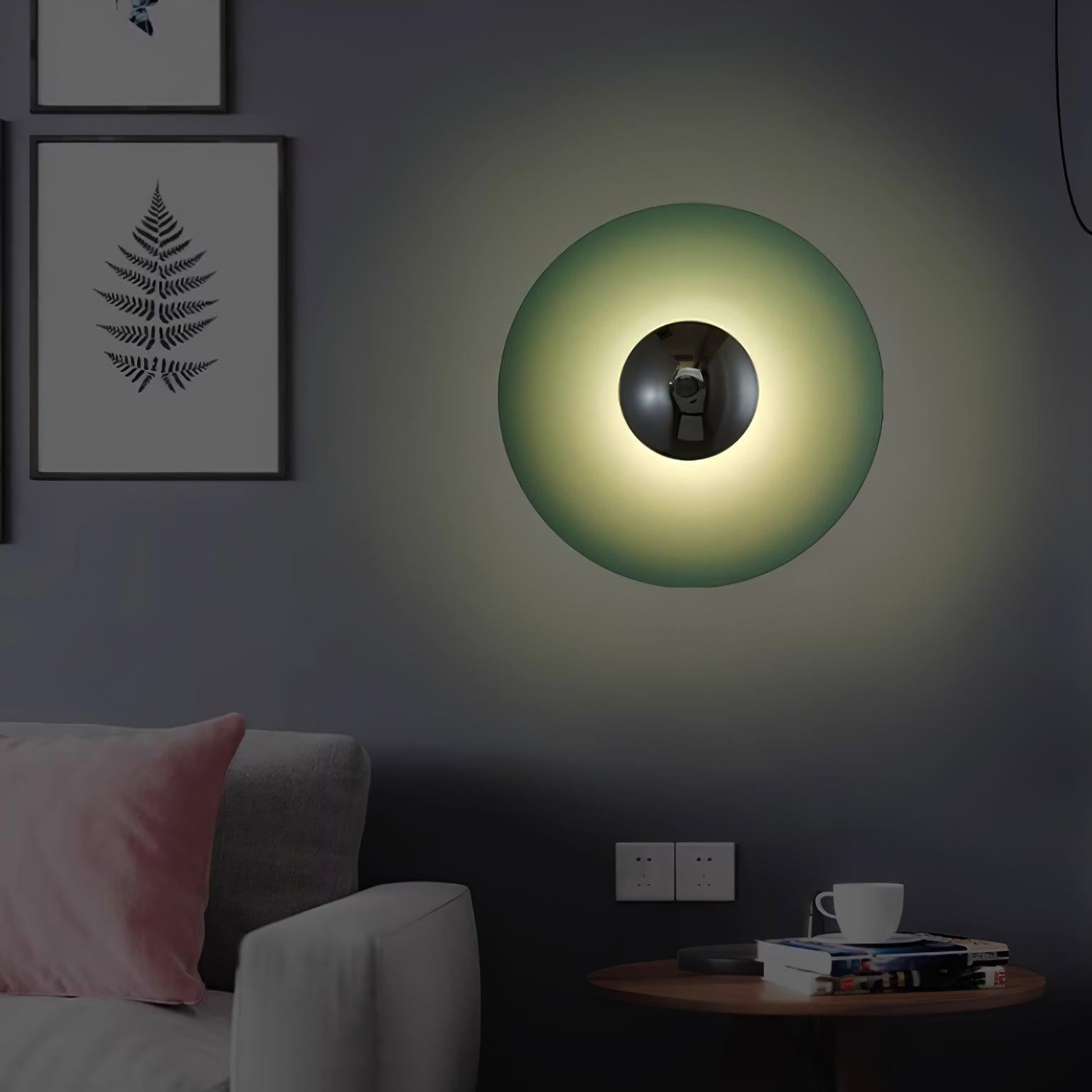 Round Wall Lamp Modern Minimalist with Integrated LED and Convex Mirror Centre