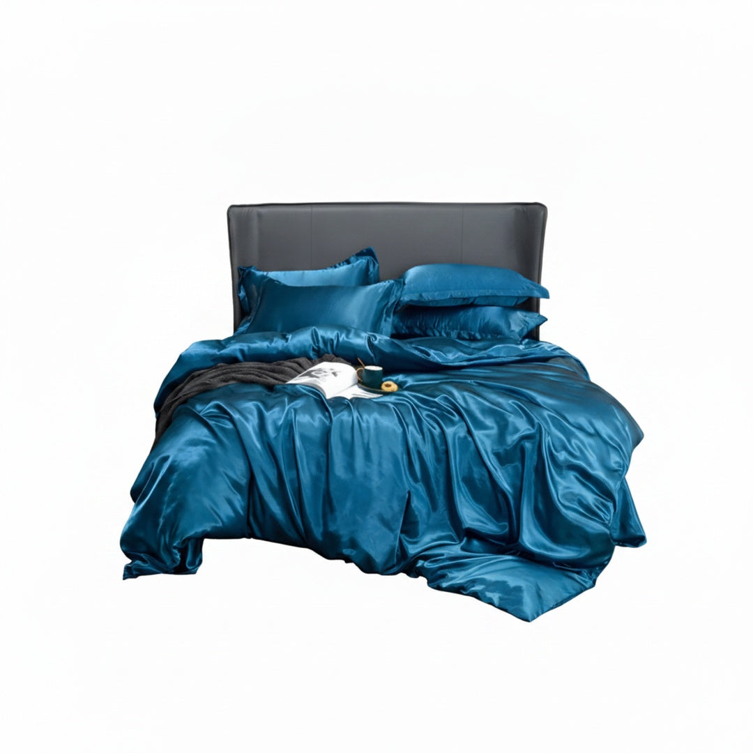 Satin-Look Duvet Cover Set with Pillowcases for Double and King Beds