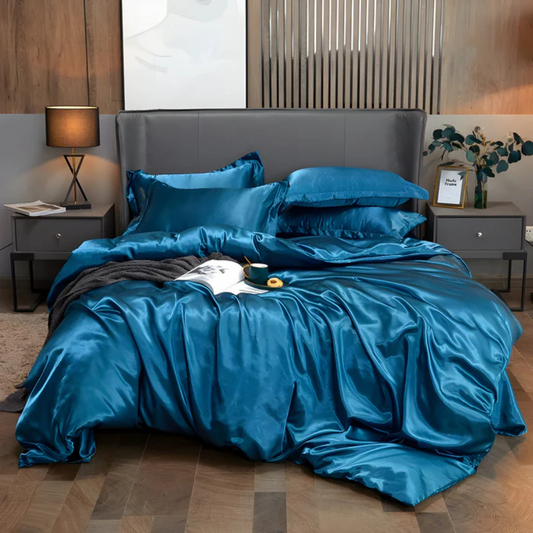 Satin-Look Duvet Cover Set with Pillowcases for Double and King Beds
