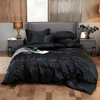 Satin-Look Duvet Cover Set with Pillowcases for Double and King Beds