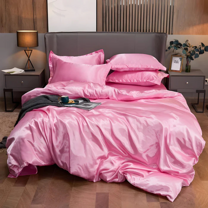 Satin-Look Duvet Cover Set with Pillowcases for Double and King Beds