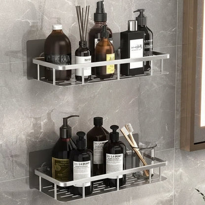 Scandinavian Bathroom Wall Shelf with Drill-Free Adhesive Mounting