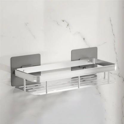 Scandinavian Bathroom Wall Shelf with Drill-Free Adhesive Mounting