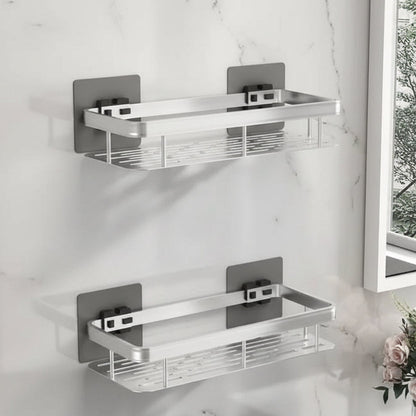 Scandinavian Bathroom Wall Shelf with Drill-Free Adhesive Mounting