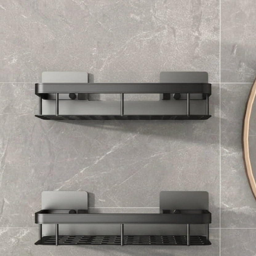 Scandinavian Bathroom Wall Shelf with Drill-Free Adhesive Mounting