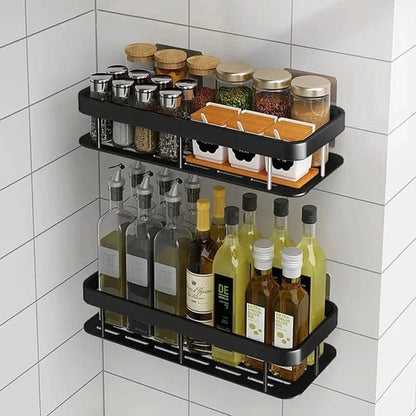 Scandinavian Bathroom Wall Shelf with Drill-Free Adhesive Mounting