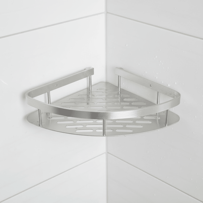 Scandinavian Bathroom Wall Shelf with Drill-Free Adhesive Mounting