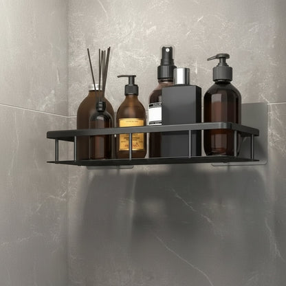 Scandinavian Bathroom Wall Shelf with Drill-Free Adhesive Mounting