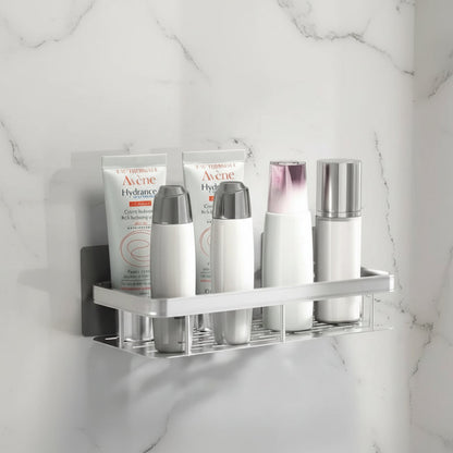 Scandinavian Bathroom Wall Shelf with Drill-Free Adhesive Mounting
