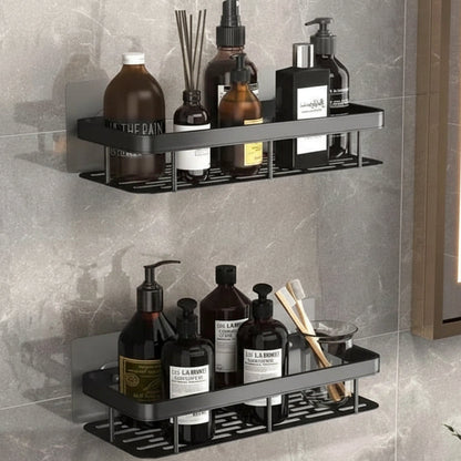 Scandinavian Bathroom Wall Shelf with Drill-Free Adhesive Mounting