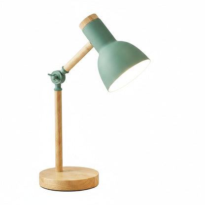 Scandinavian Table Lamp with Adjustable Arm and Wood Base