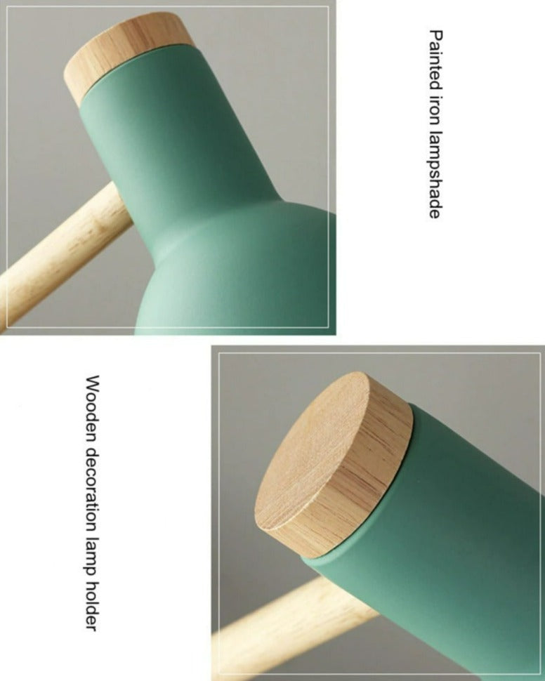 Scandinavian Table Lamp with Adjustable Arm and Wood Base