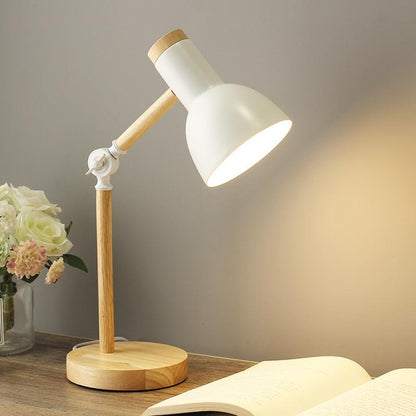Scandinavian Table Lamp with Adjustable Arm and Wood Base