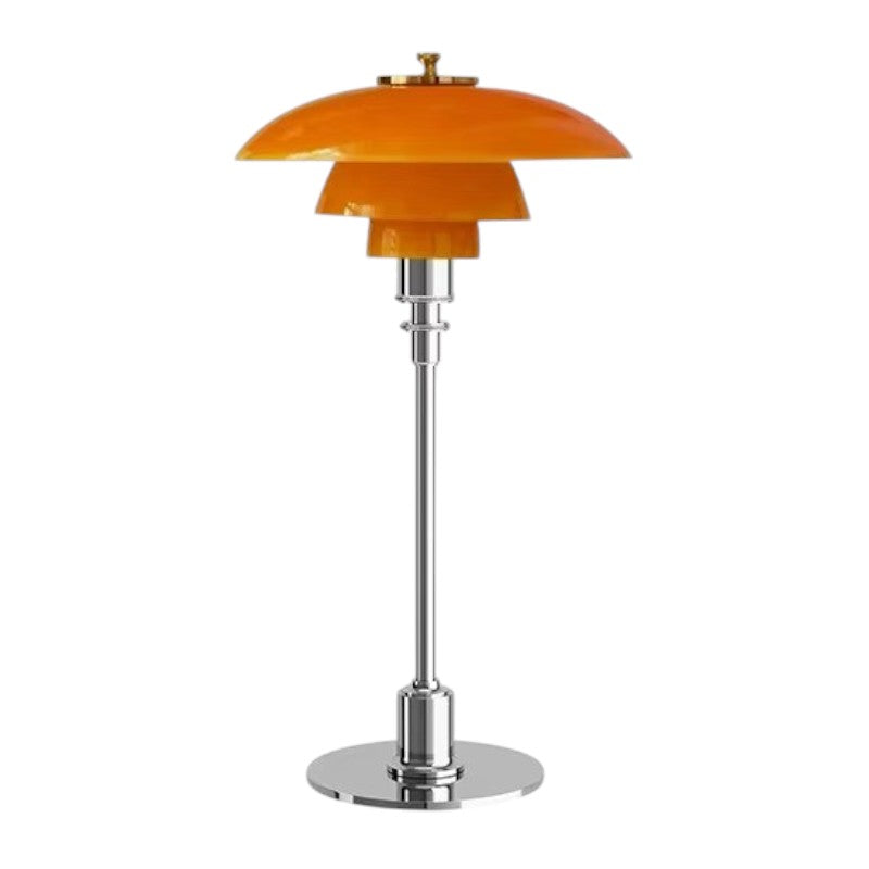 Scandinavian Table Lamp with Triple-Layered Glass Shade and Brass or Chrome Base