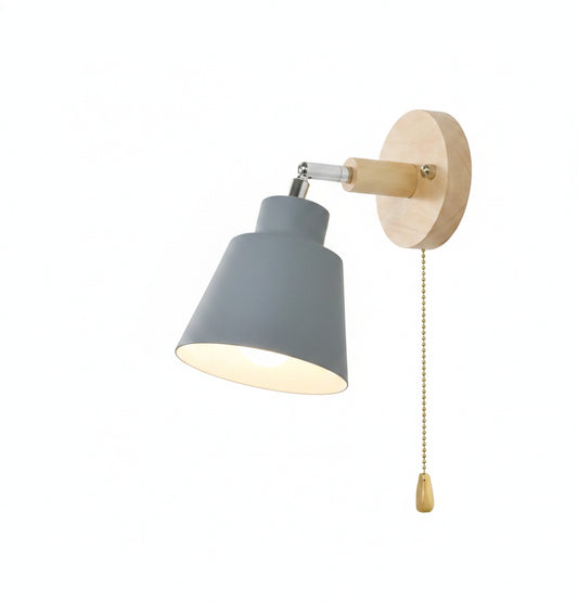 Scandinavian Wall Lamp with Pull Chain Switch and Adjustable Shade