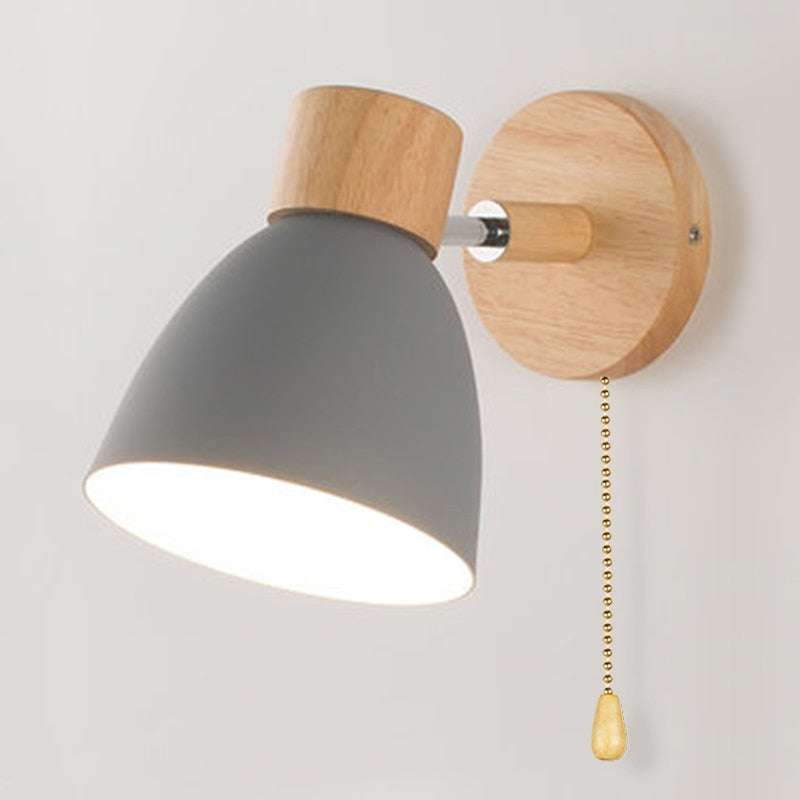 Scandinavian Wall Lamp with Pull Chain Switch and Rotatable Shade