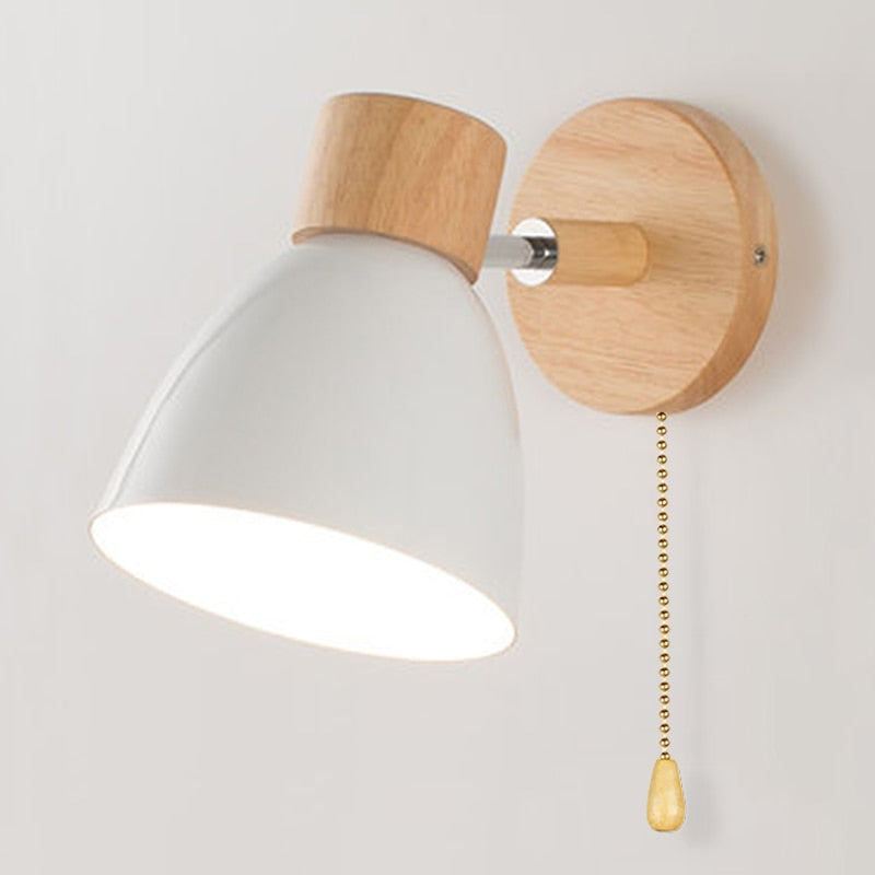 Scandinavian Wall Lamp with Pull Chain Switch and Rotatable Shade