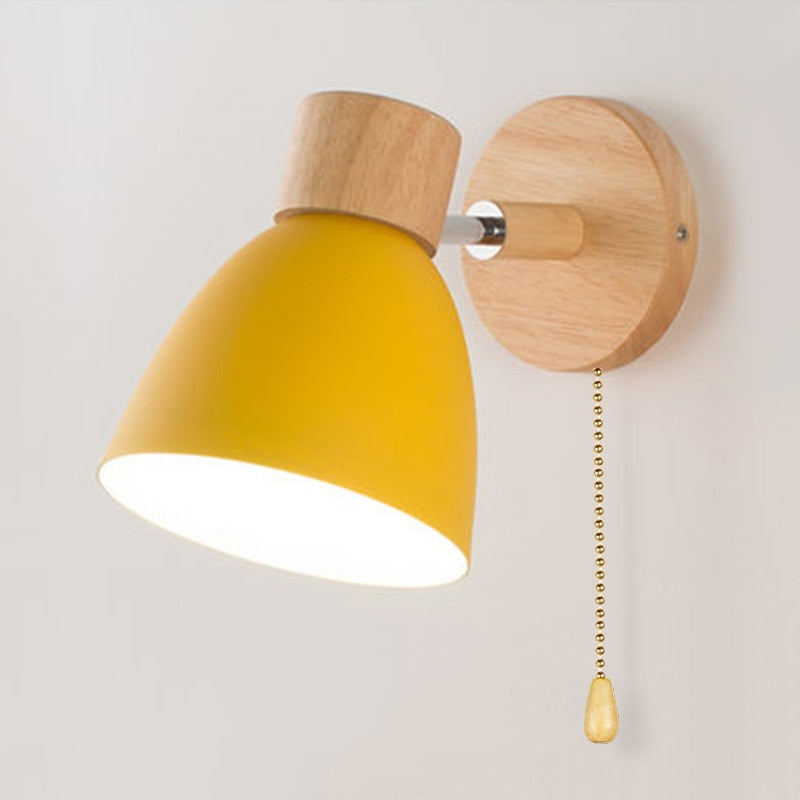 Scandinavian Wall Lamp with Pull Chain Switch and Rotatable Shade