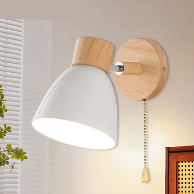 Scandinavian Wall Lamp with Pull Chain Switch and Rotatable Shade