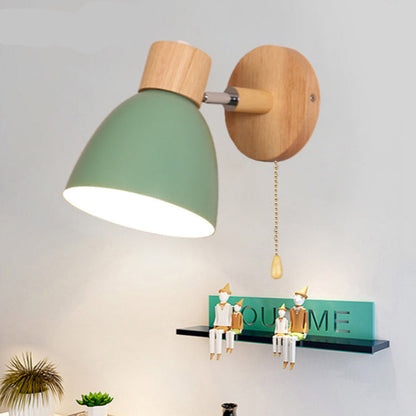 Scandinavian Wall Lamp with Pull Chain Switch and Rotatable Shade