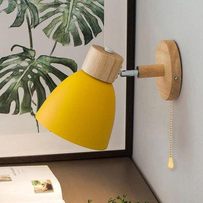Scandinavian Wall Lamp with Pull Chain Switch and Rotatable Shade