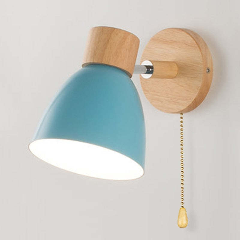 Scandinavian Wall Lamp with Pull Chain Switch and Rotatable Shade