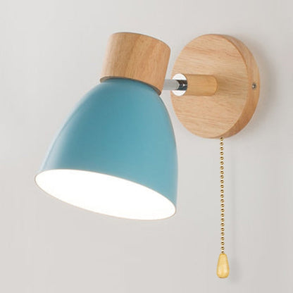 Scandinavian Wall Lamp with Pull Chain Switch and Rotatable Shade