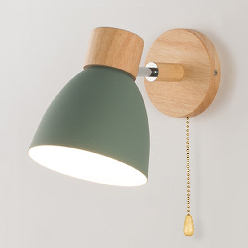 Scandinavian Wall Lamp with Pull Chain Switch and Rotatable Shade