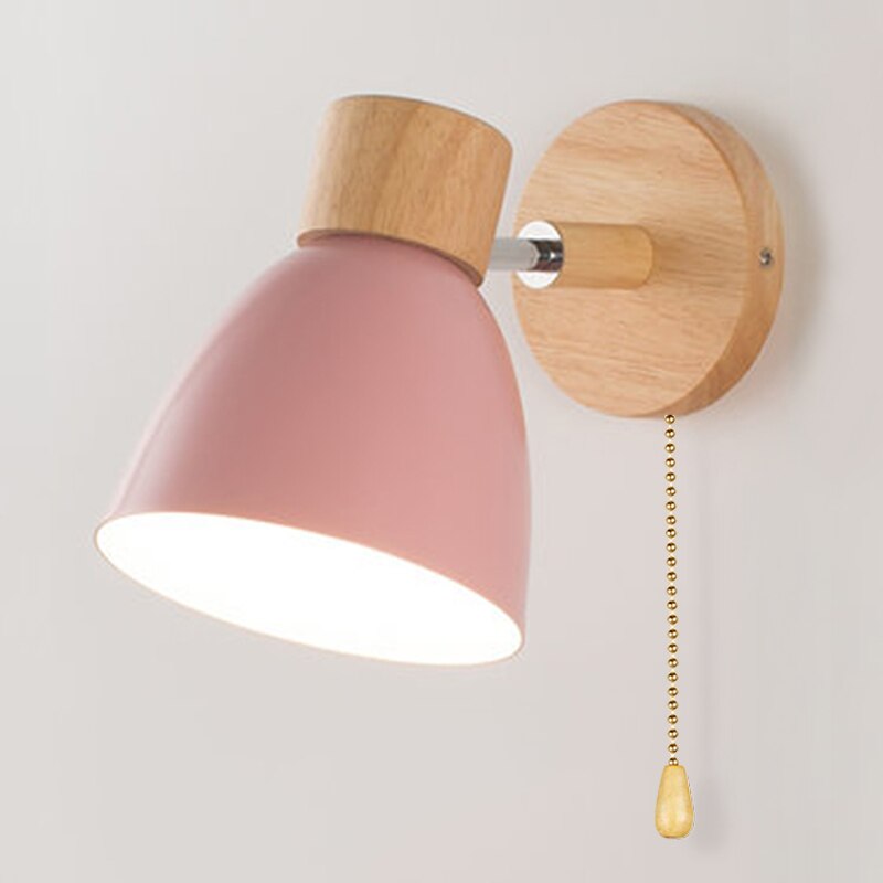 Scandinavian Wall Lamp with Pull Chain Switch and Rotatable Shade