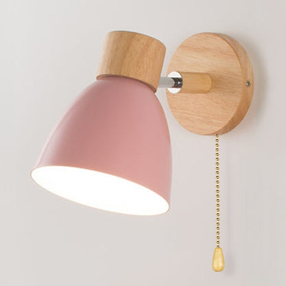 Scandinavian Wall Lamp with Pull Chain Switch and Rotatable Shade