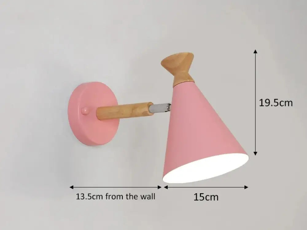 Scandinavian Wall Lamp with Wooden Accent and Cone Shade