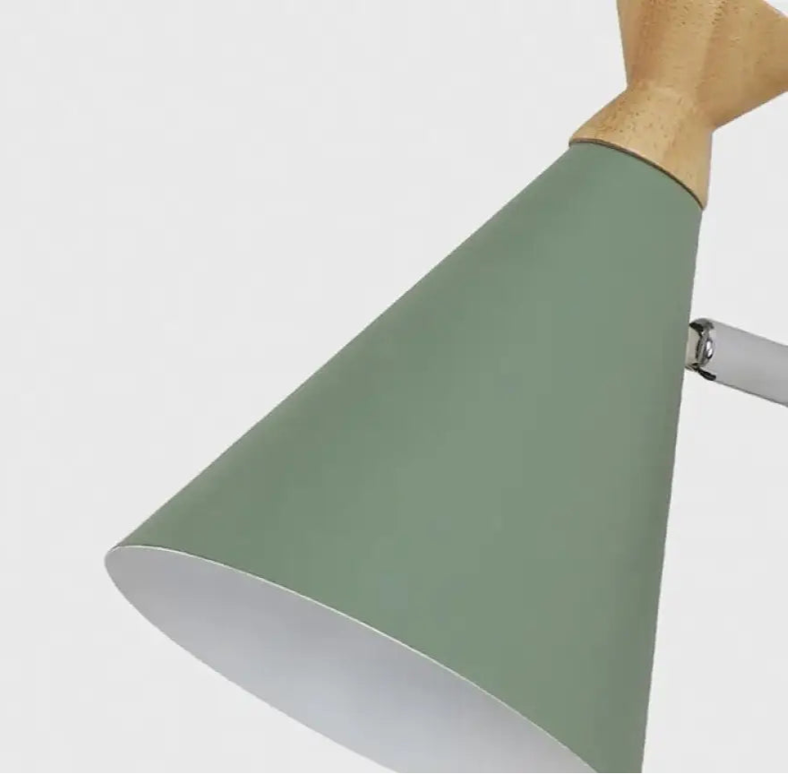 Scandinavian Wall Lamp with Wooden Accent and Cone Shade