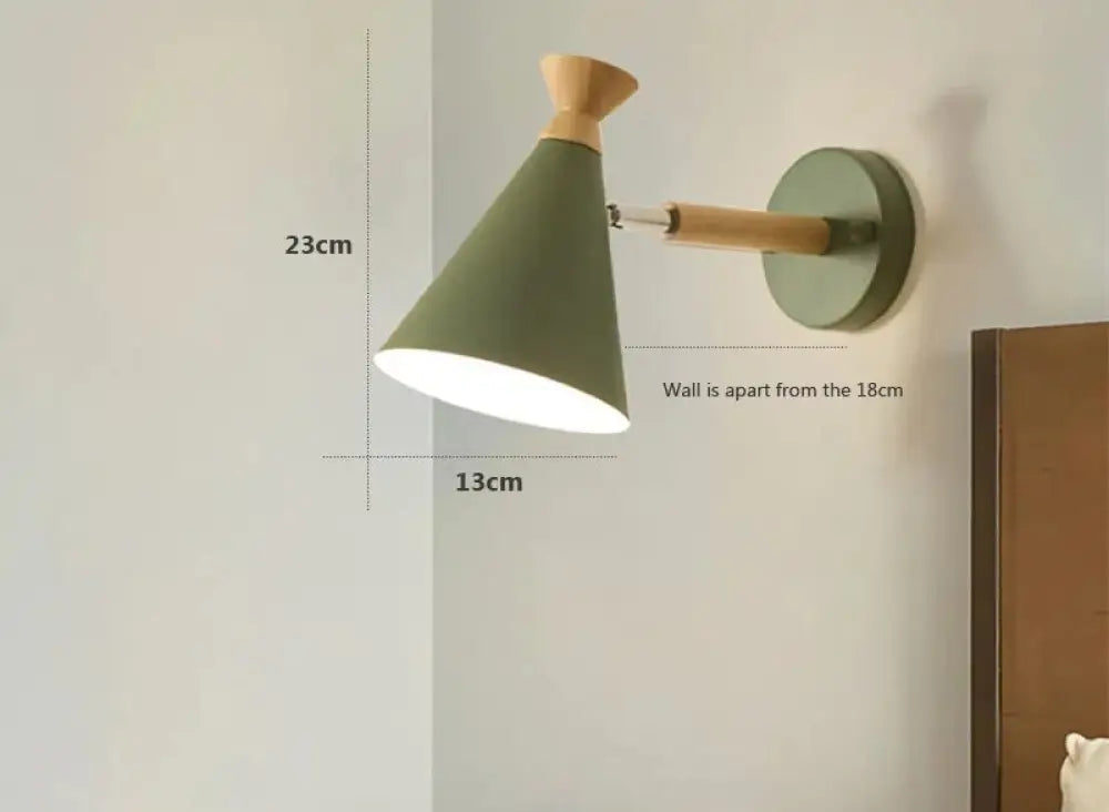 Scandinavian Wall Lamp with Wooden Accent and Cone Shade